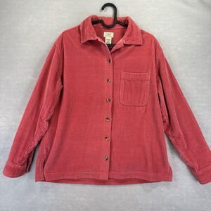 Vtg LL Bean Sz S‎ Women’s Large Wale Corduroy Button Down Shirt Adobe Rose OWJ29